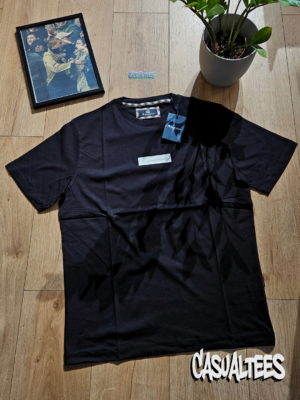 Aquascutum Tricou Negru Crew Neck cu Logo Pixeled pentru barbati
