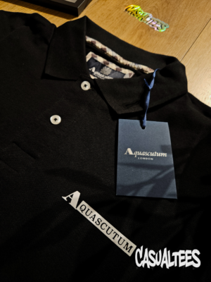 Aquascutum Tricou Polo Negru cu Imprimeu pentru barbati