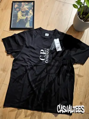 Tricou C.P. Company negru cu logo imprimat pentru barbati