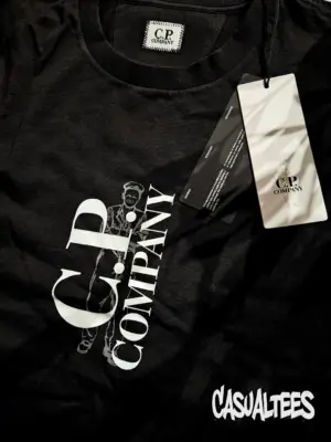 Tricou C.P. Company negru cu logo imprimat pentru barbati