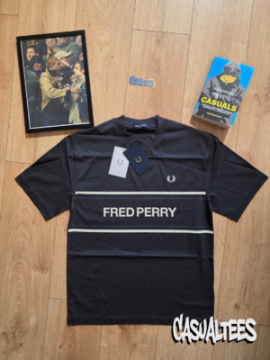 Fred Perry Tricou Negru Graphic cu Print Frontal pentru barbati