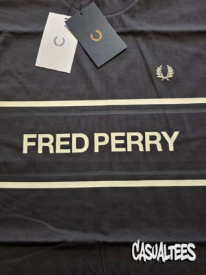 Fred Perry Tricou Negru Graphic cu Print Frontal pentru barbati