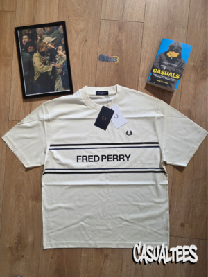 Fred Perry Tricou Graphic Alb cu Print Frontal pentru barbati