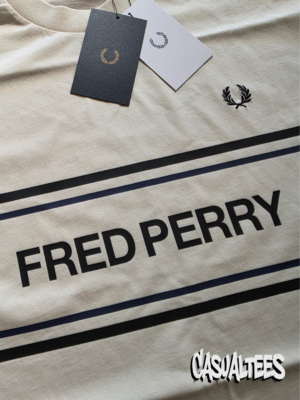 Fred Perry Tricou Graphic Alb cu Print Frontal pentru barbati