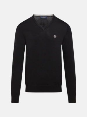 Fred Perry Pulover Negru V Neck pentru bărbați